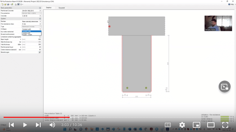 FRILO: Vasbeton Tűzállósági ellenőrző modulok
