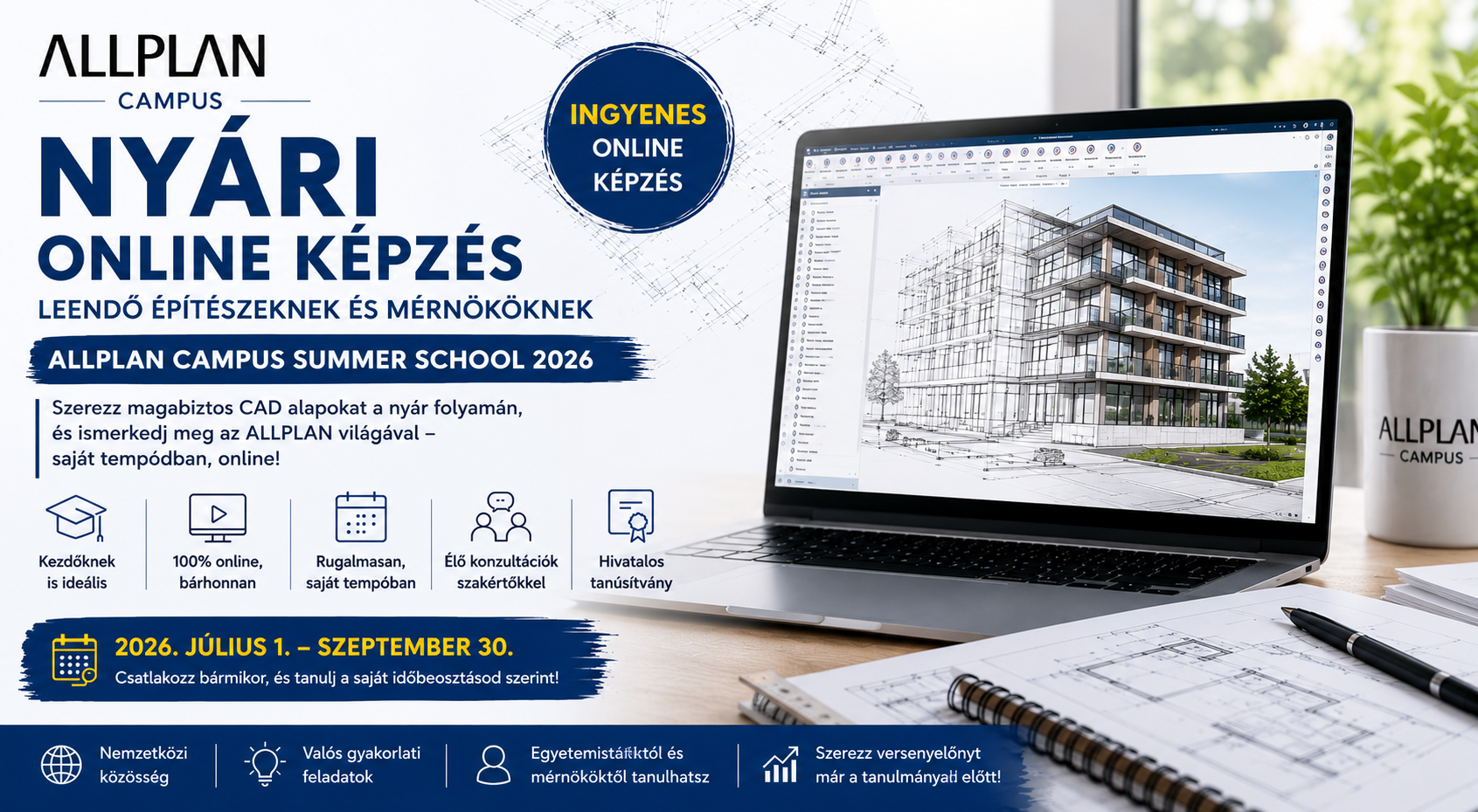 ALLPLAN Campus Summer School 2026 – Ingyenes online CAD képzés leendő építészeknek és mérnököknek